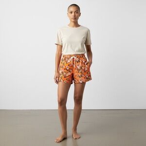 Black Matter Orange Corgi and Floral Swim Trunks